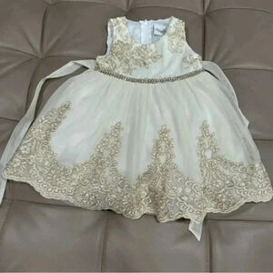 Rare editions sleeveless chiffon baby girl dress 12m